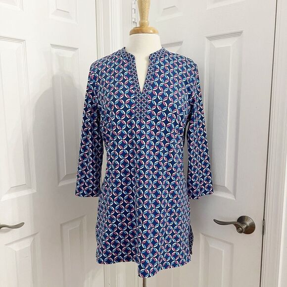 J. McLaughlin Tops - J. McLaughlin Womens Navy Blue Pink Rope Nautical Catalina Top Size Large